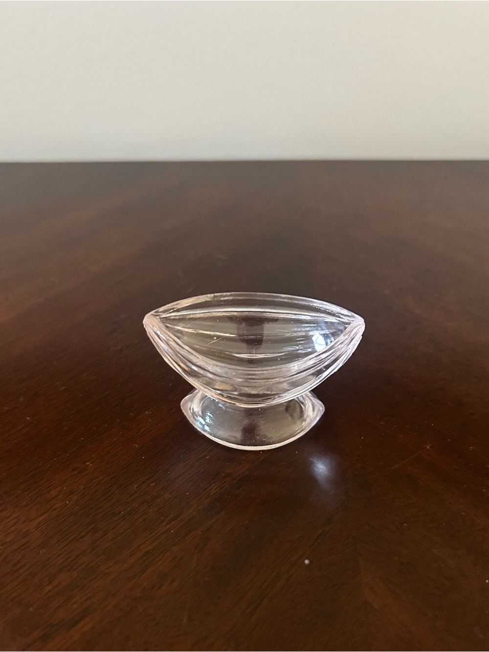 Pink Tinted Crystal Oval Pedestal Salt Dip